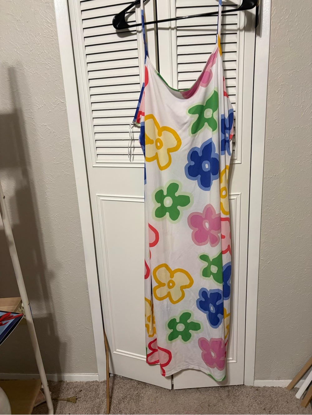 White Slip Dress with Multicolor Floral Print